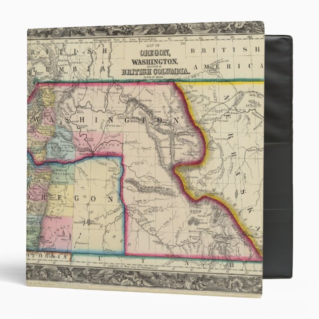 Map Of Oregon, Washington 3 Ring Binder (Front/Inside)