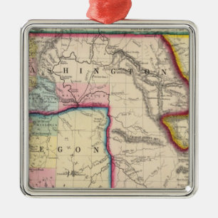 Map Of Oregon, Washington Metal Ornament