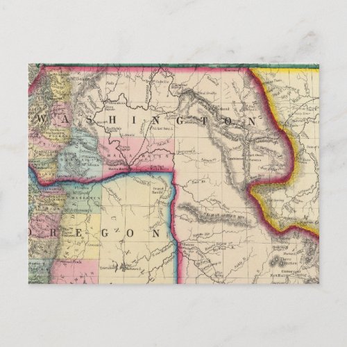Map Of Oregon Washington Postcard