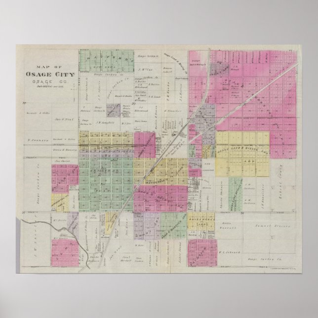 Map of Osage City, Kansas Poster (Front)