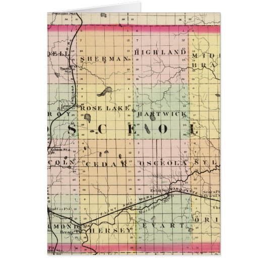 Map of Osceola County, Michigan Cards (Front)