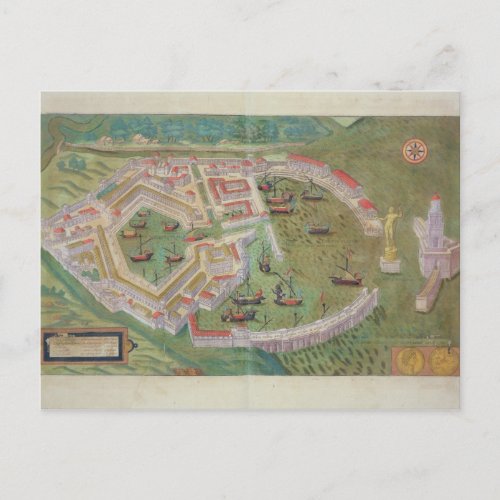 Map of Ostia from Civitates Orbis Terrarum by G Postcard