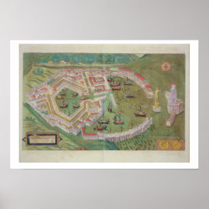 Map of Ostia, from 'Civitates Orbis Terrarum' by G Poster