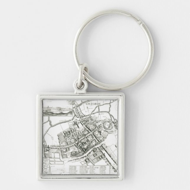 Map of Oxford, 1643 Keychain (Front)