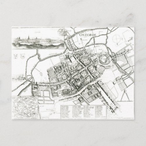 Map of Oxford 1643 Postcard