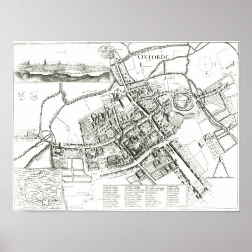 Map of Oxford 1643 Poster