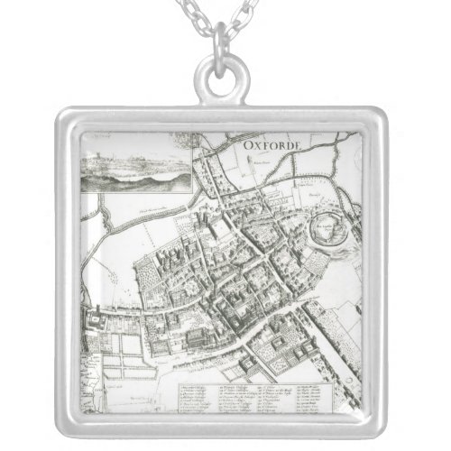 Map of Oxford 1643 Silver Plated Necklace