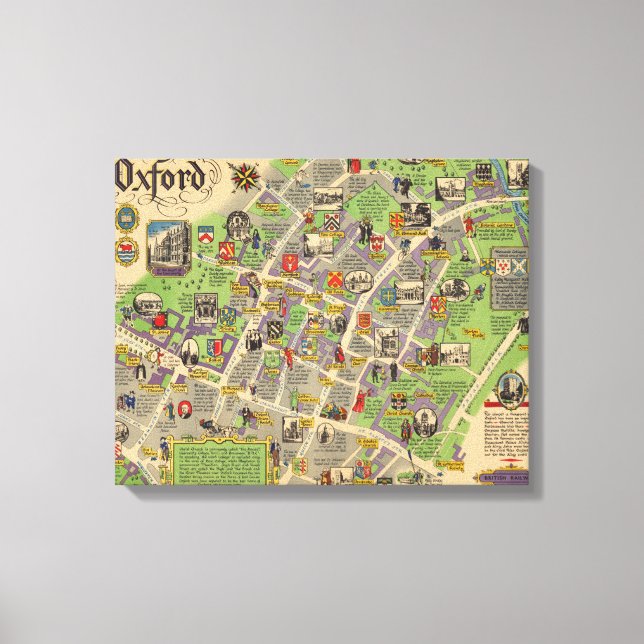 Map of Oxford, England (British Railways) Canvas Print (Front)