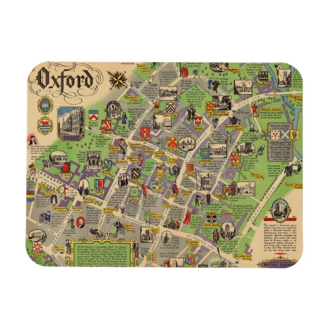 Map of Oxford, England (British Railways) Magnet (Horizontal)