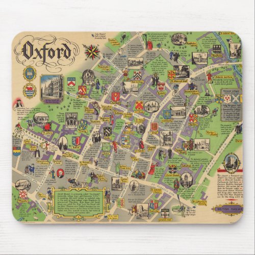 Map of Oxford England British Railways Mouse Pad