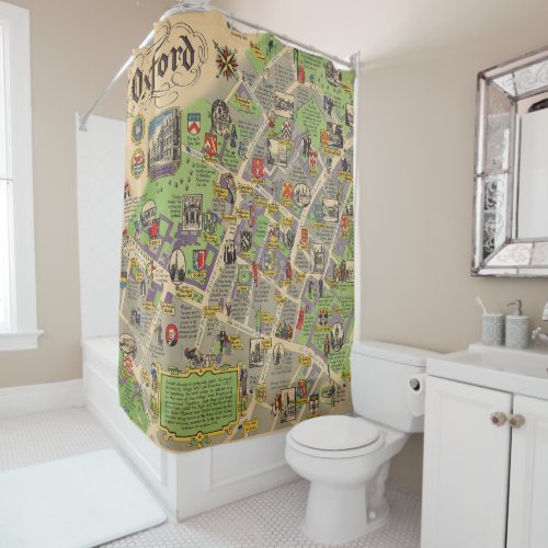 Map of Oxford England British Railways Shower Curtain