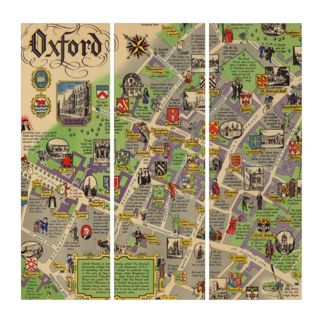 Map of Oxford, England (British Railways) Triptych (Front)