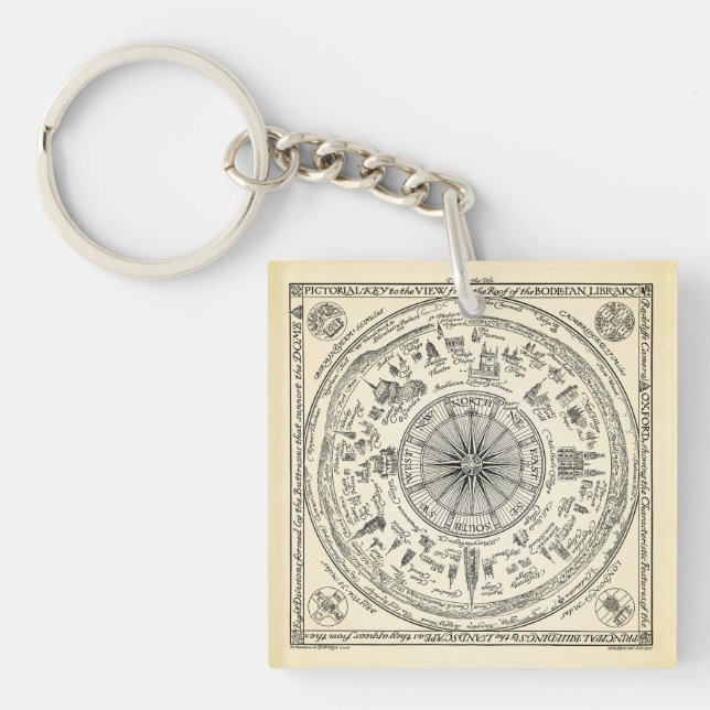 Map of Oxford view from the Bodleian Library Keychain (Front)