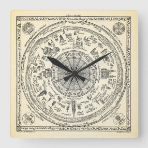 Map of Oxford view from the Bodleian Library Square Wall Clock
