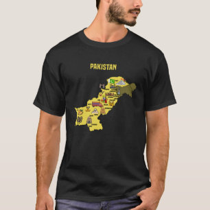 map of Pakistan Pakistani symbols culture and land T-Shirt