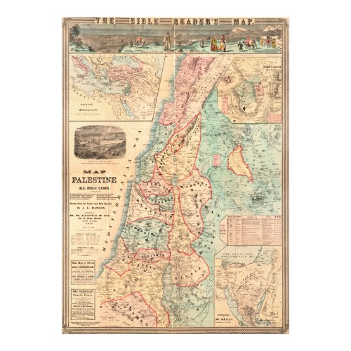 Map of Palestine and all Bible lands Large Map Photo Print