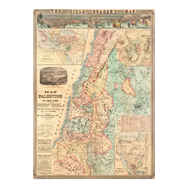 Map of Palestine and all Bible lands Large Map Photo Print | Zazzle