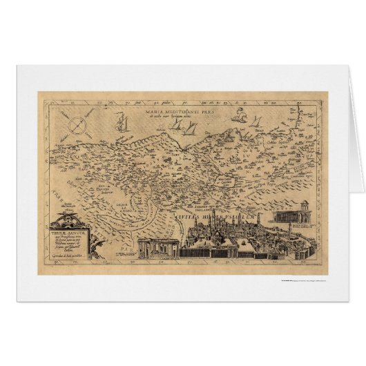 Map of Palestine by Tilemann Stella 1600 Cards (Front Horizontal)