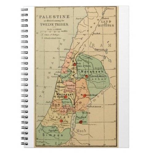 Map of Palestine Divided by the 12 tribes of 1889 Notebook