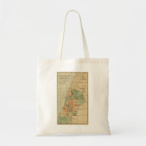 Map of Palestine Divided by the 12 tribes of 1889 Tote Bag