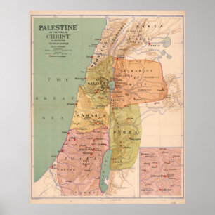 Map of Palestine in Time of Christ (to 70 A.D.) Poster