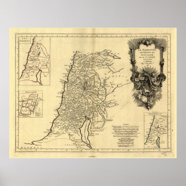 Map of Palestine, the tribes, and Jerusalem (1783) Poster (Front)