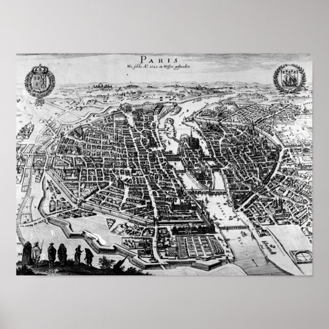 Map of Paris, 1620 Poster (Front)