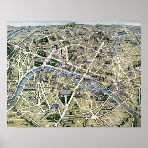 Map of Paris during the period of the Grands Poster