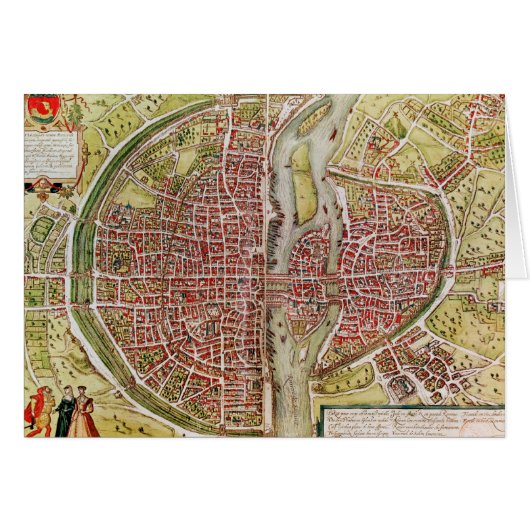 Map of Paris from 'Civitates orbis terrarrum' Cards (Front Horizontal)