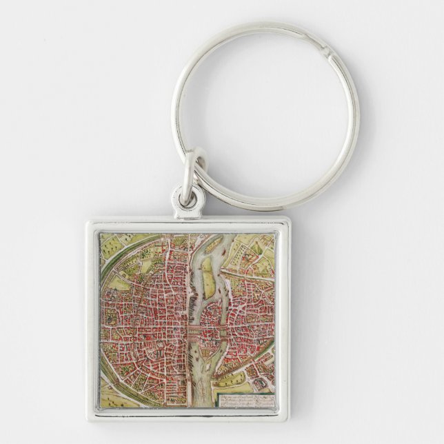 Map of Paris from 'Civitates orbis terrarrum' Keychain (Front)