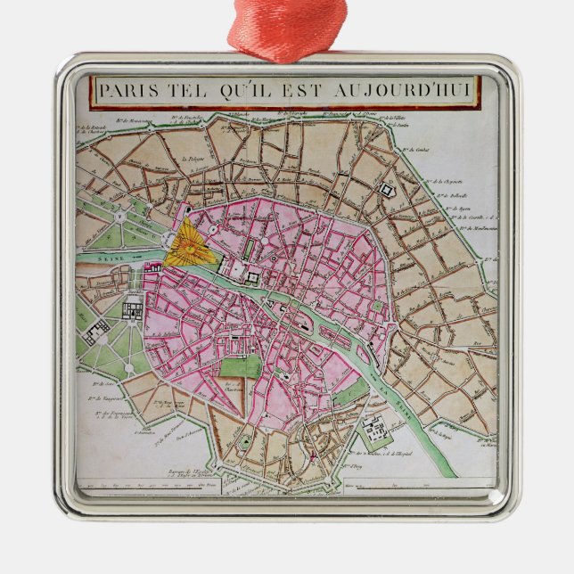 Map of Paris, June 1800 Metal Ornament (Front)