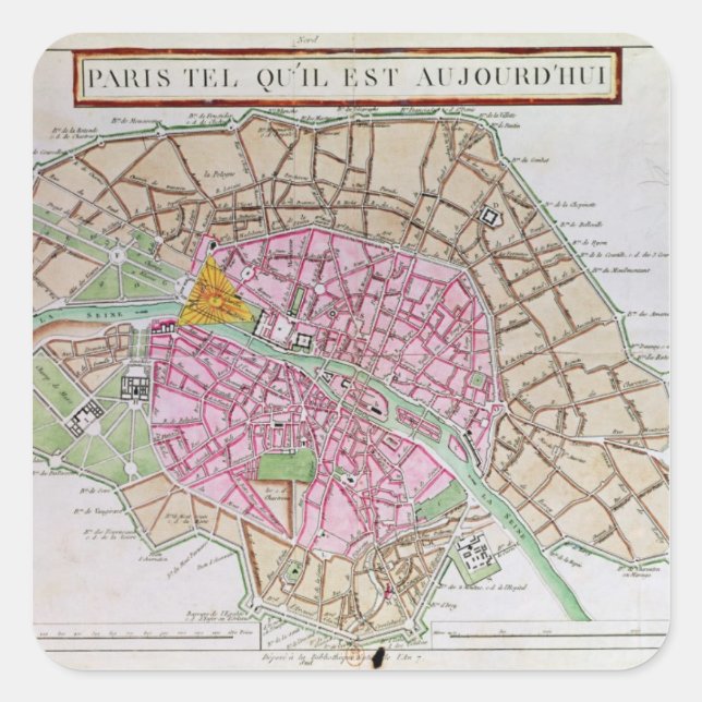 Map of Paris, June 1800 Square Sticker (Front)