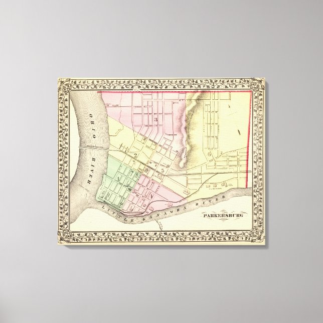 Map of Parkersburg, West Virginia Canvas Print (Front)