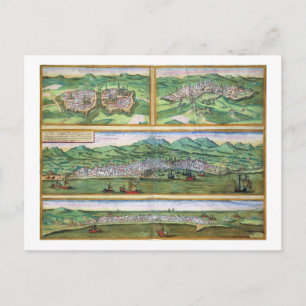 Map of Parma, Siena, Palermo, and Drepanum, from ' Postcard