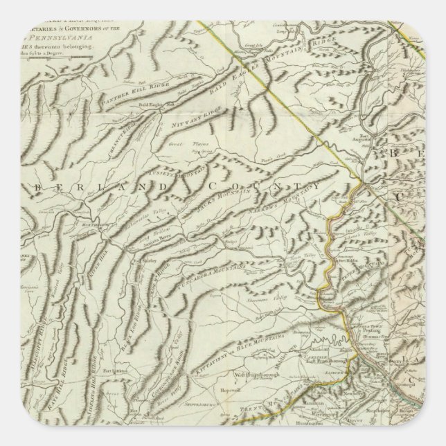 Map Of Pennsylvania 2 Square Sticker (Front)