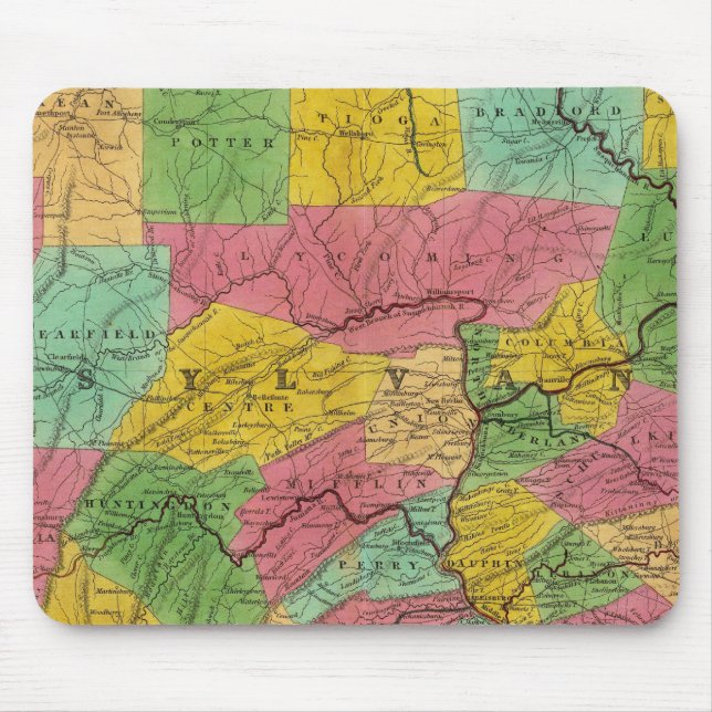 Map of Pennsylvania, New Jersey, and Delaware Mouse Pad (Front)