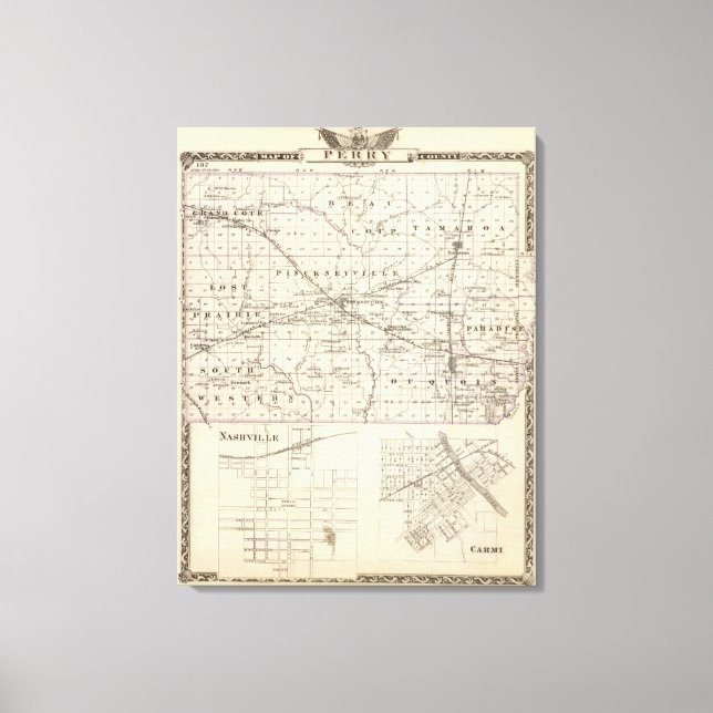 Map of Perry County, Nashville and Carmi Canvas Print (Front)