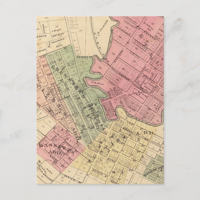 Map of Petaluma City 1877 Postcard (Front)