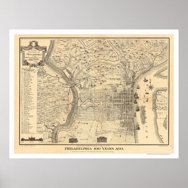 Map of Philadelphia as it was in 1776 by Varte Poster (Front)