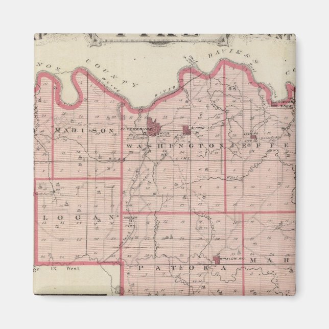 Map of Pike County with Plan of Petersburg Magnet (Front)