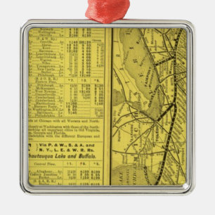 Map of Pittsburgh and Western Railway Metal Ornament