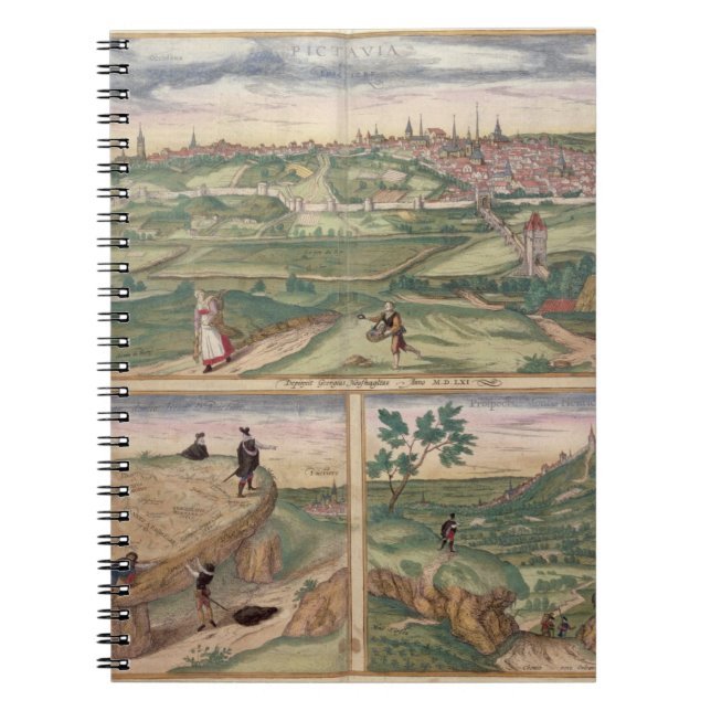 Map of Poitiers, from 'Civitates Orbis Terrarum' b Notebook (Front)