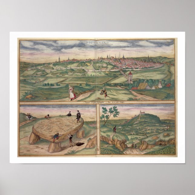 Map of Poitiers, from 'Civitates Orbis Terrarum' b Poster (Front)