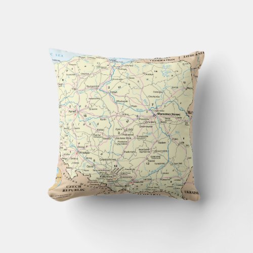 Map of Poland MoJo Throw Pillow 20 x 20