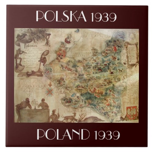 MAP OF POLAND  POLSKA TILE c1939