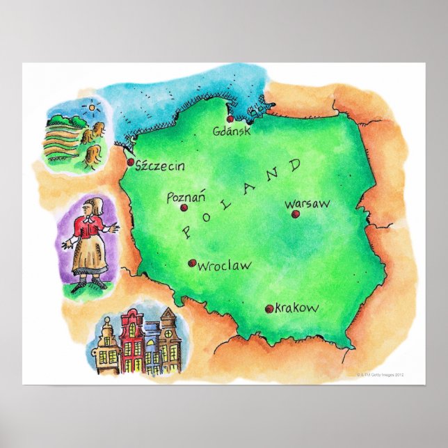 Map of Poland Poster (Front)