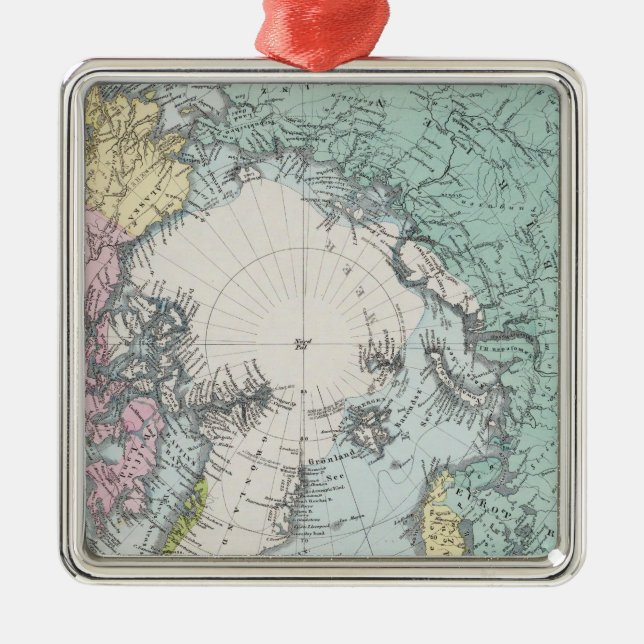 Map of Polar Seas Metal Ornament (Front)
