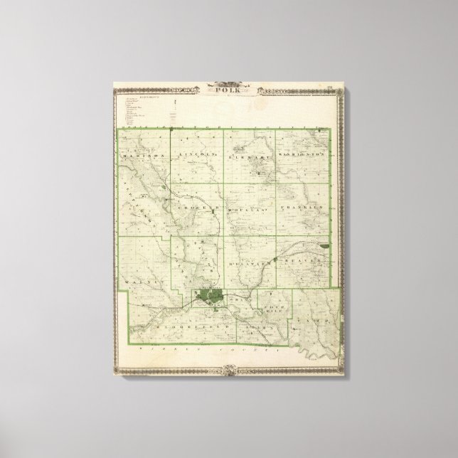 Map of Polk County, State of Iowa Canvas Print (Front)