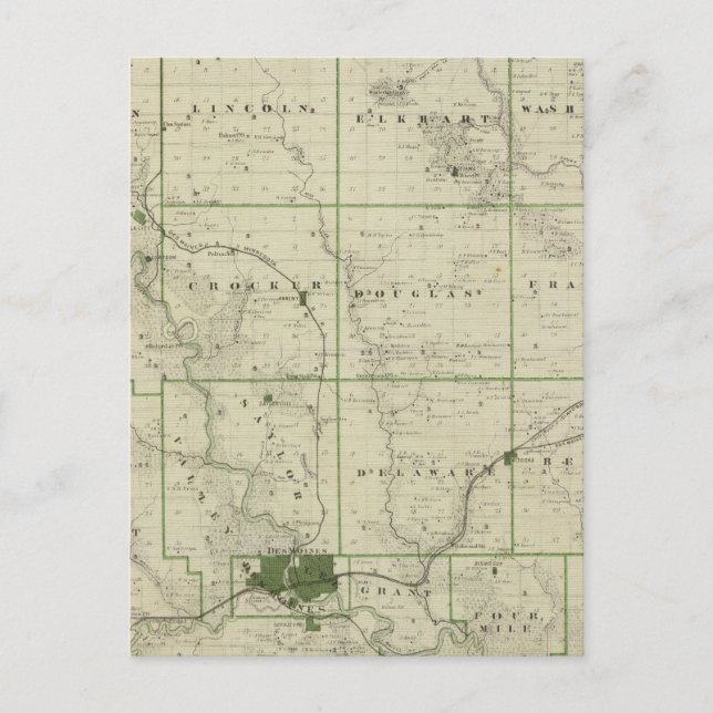Map of Polk County, State of Iowa Postcard (Front)