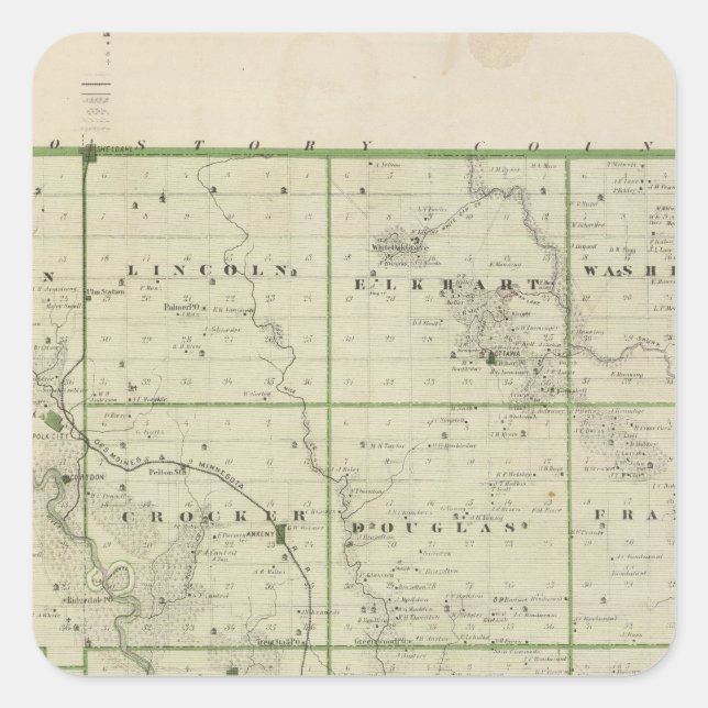 Map of Polk County, State of Iowa Square Sticker (Front)
